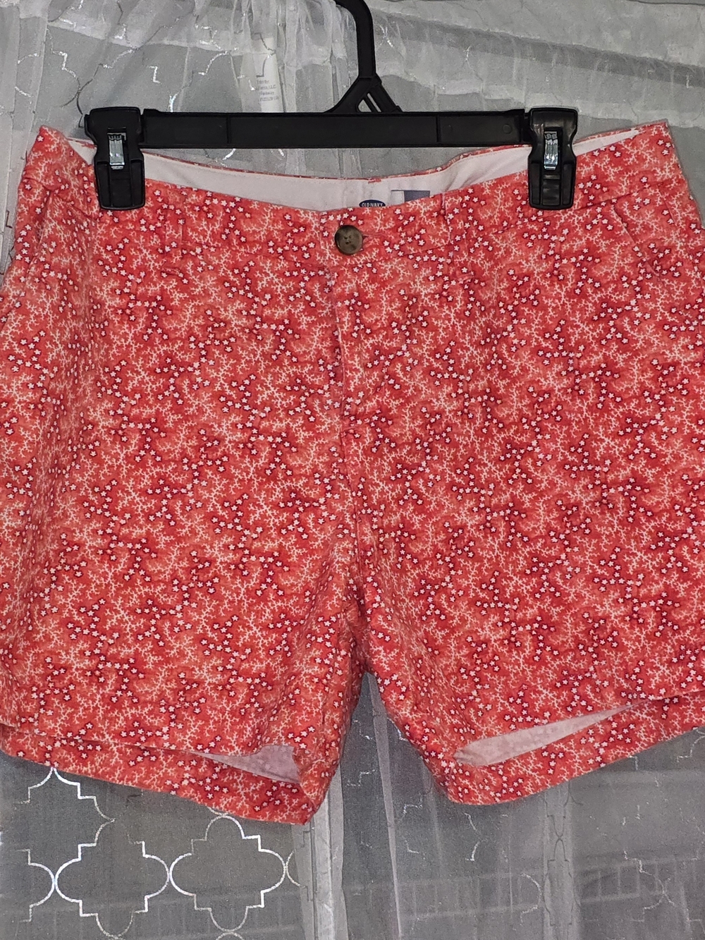 Old Navy Coral-Pink Floral Button Shorts